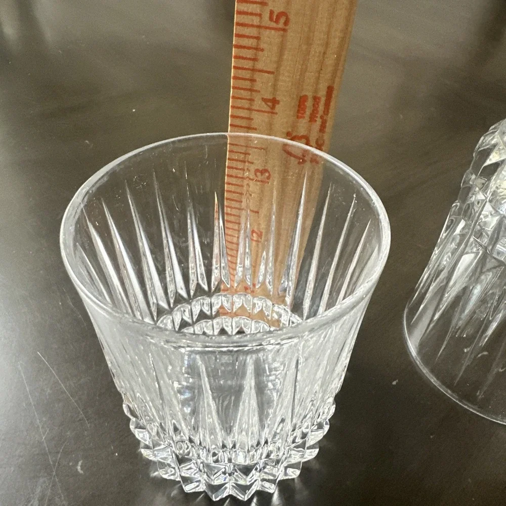 Set Of 2 MCM Crystal Heritage Double Old Fashion Glasses Bar Heavy Bottom